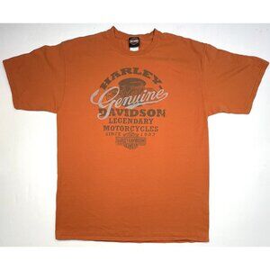 HARLEY-DAVIDSON Mens XLT Orange Roswell, New Mexico Alien Biker Graphic T-SHIRT